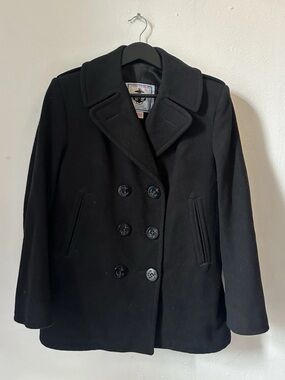 Sterlingwear Women’s Navy Peacoat Wool Blend Anchor Collection USA Made M 40